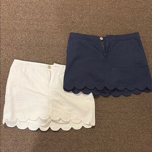 Lilly Pulitzer Blue and White High Waist Scalloped Shorts
